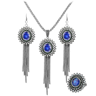 Luxury Gift Blue Resin Tassel Jewelry Sets
