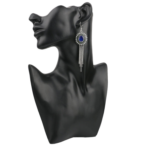 Luxury Gift Blue Resin Tassel Jewelry Sets