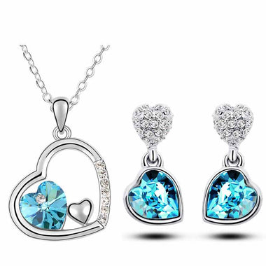 Double Blue Heart Jewelry Set