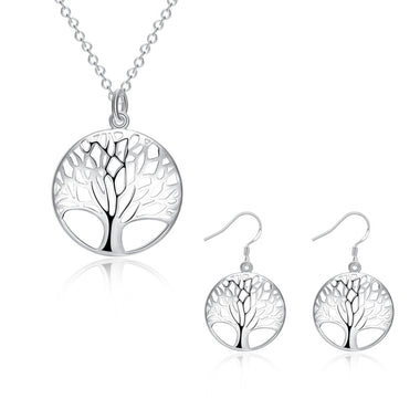 Silver Tree Life Jewelry Set