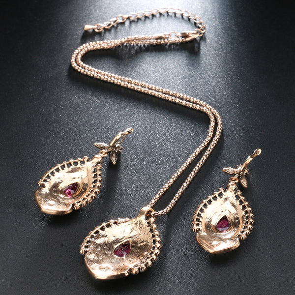 Antique  Pink Crystal Jewelry Set