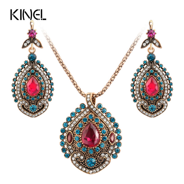 Antique  Pink Crystal Jewelry Set