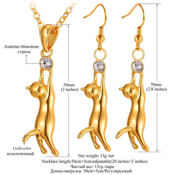 Gold/Silver Cat Charm Set