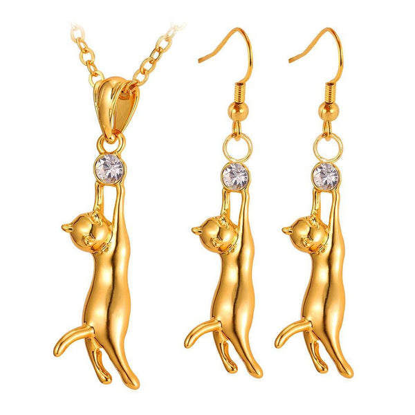 Gold/Silver Cat Charm Set