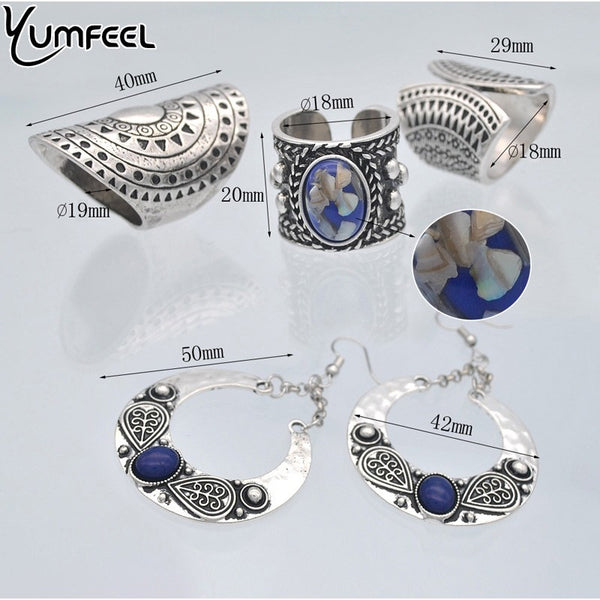 Metal with Blue Synthetic Stone Set